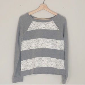 LC Lauren Conrad Striped Lace Sweater